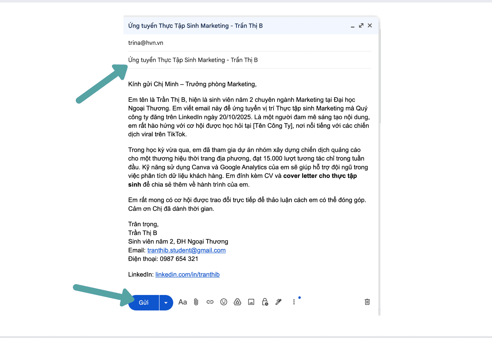cách viết email xin việc thực tập